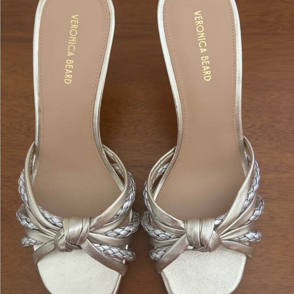 Veronica Beard Metallic Braided Heels